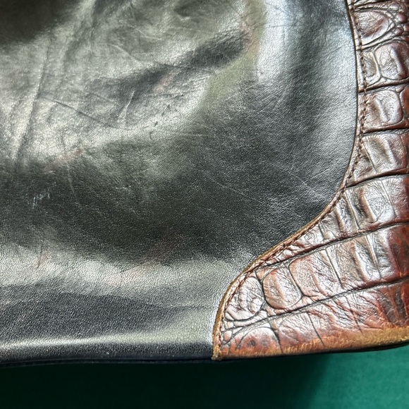 Brahmin Glossy Black and Textured Brown Shoulder Bag - Picture 5 of 15